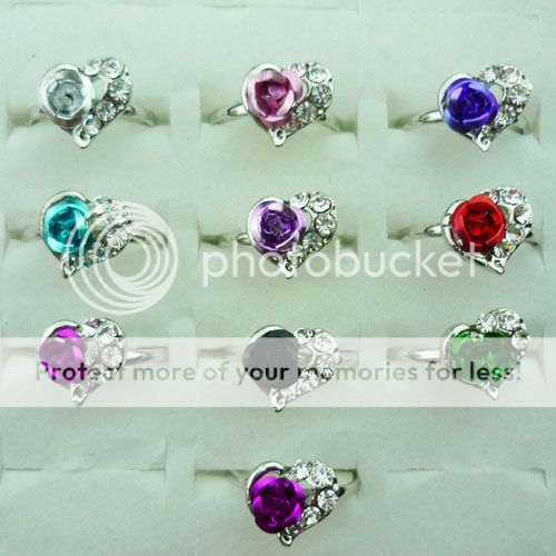 R64 NEW wholesale 10pcs S80 Silver heart CZ 6 8 ring  